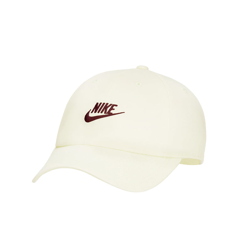 white nike hat with red swoosh