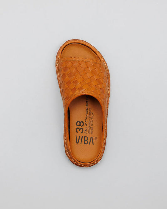 SAINT TROPEZ WOVEN LTHR-COGNAC BROWN